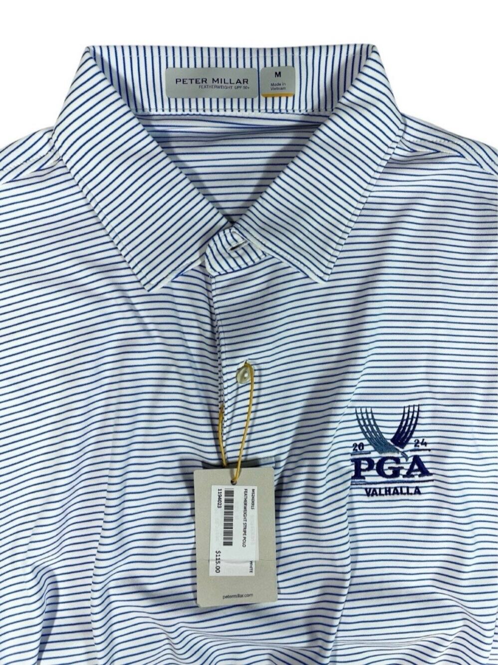 PETER MILLAR 2024 MEN'S PGA VALHALLA STRIPPED GOLF POLO SHIRT NWT MEDIUM